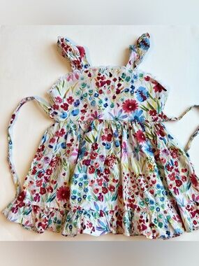 Vintage Floral Sundress with Ruffle Hem - Multicolor